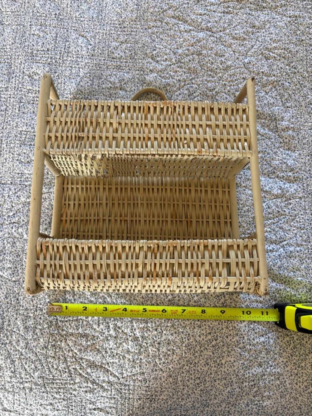 Wicker Two-Tier Storage Basket - Natural Straw Vintage